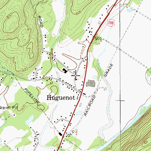 Topographic Map of Huguenot School Number 1 (historical), NY