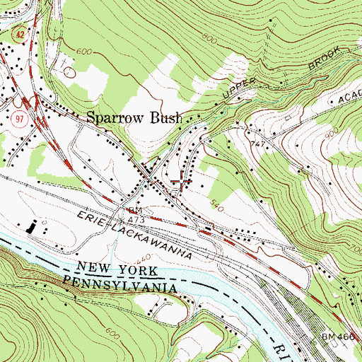 Topographic Map of Sparrow Bush School (historical), NY