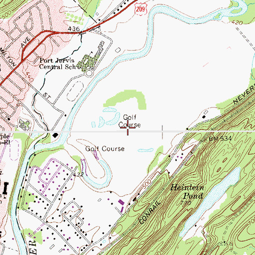 Topographic Map of Port Jervis Golf Club, NY