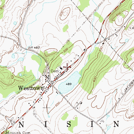 Topographic Map of Westtown School (historical), NY