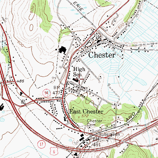 Topographic Map of Chester Academy, NY
