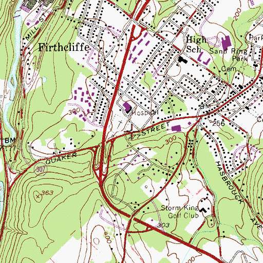 Topographic Map of Friends Meeting At Cornwall, NY
