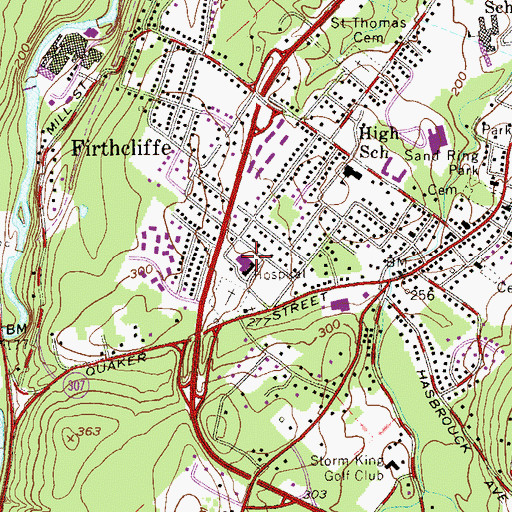 Topographic Map of Saint Luke's Cornwall Hospital - Cornwall Campus, NY