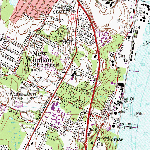 Topographic Map of New Windsor School, NY