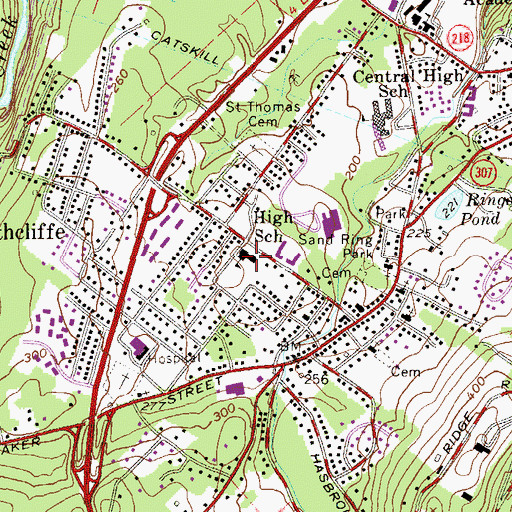 Topographic Map of Willow Avenue Elementary School, NY