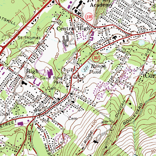 Topographic Map of Cornwall Town Hall, NY