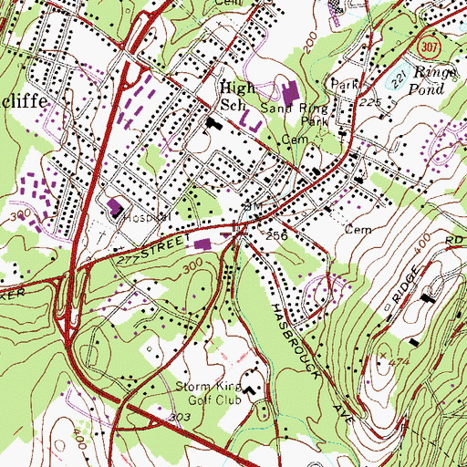 Topographic Map of Cornwall Fire Department Highland Engine Company 1, NY