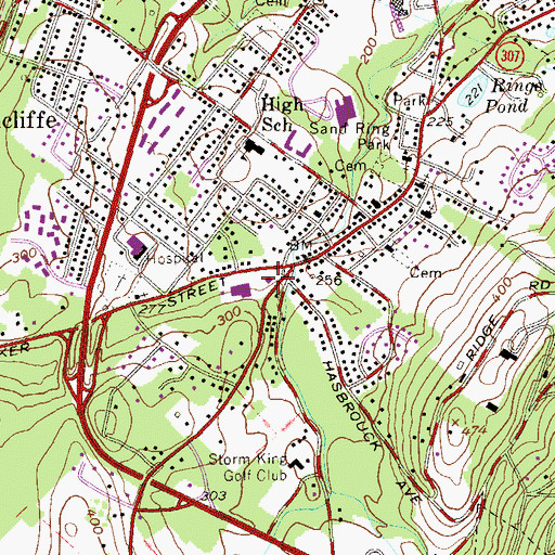 Topographic Map of Cornwall Fire Department Highland Engine Company 1, NY