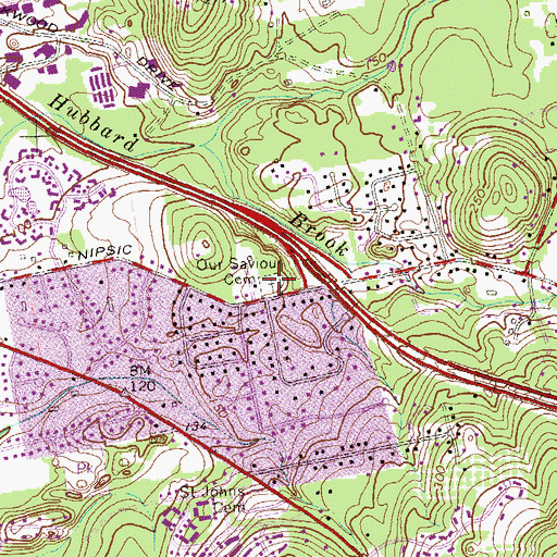 Topographic Map of Our Saviour Cemetery, CT