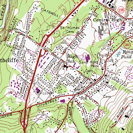Topographic Map of Cornwall High School (historical), NY