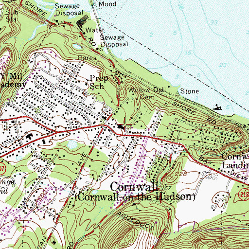 Topographic Map of Cornwall-on-the-Hudson High School (historical), NY