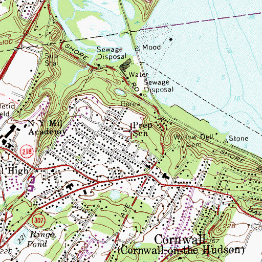 Topographic Map of Raden School (historical), NY