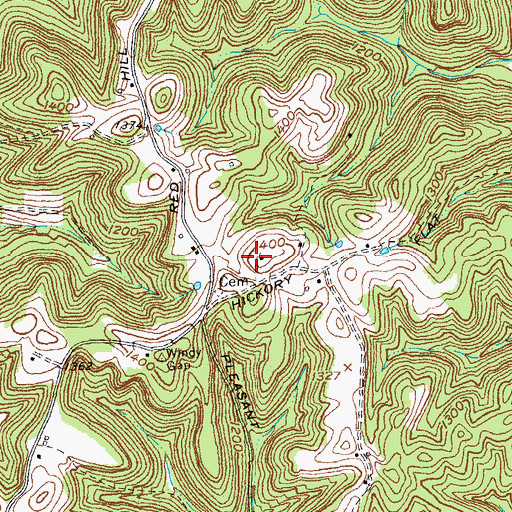 Topographic Map of Jep Hill Church, KY