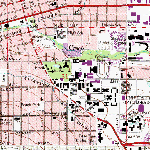 Topographic Map of Norlin Library, CO