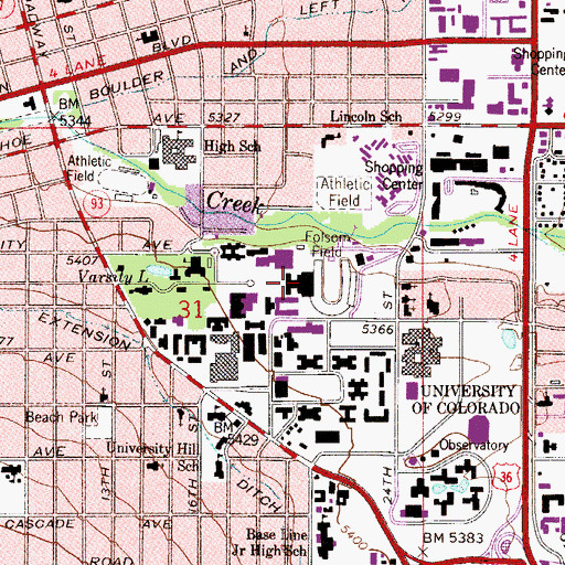 Topographic Map of Carlson Gymnasium, CO