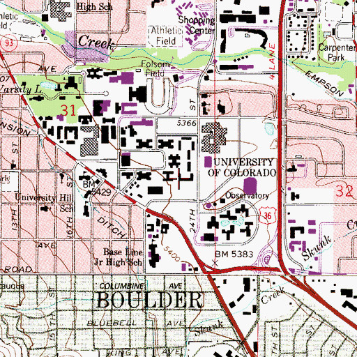 Topographic Map of Hallett Hall, CO
