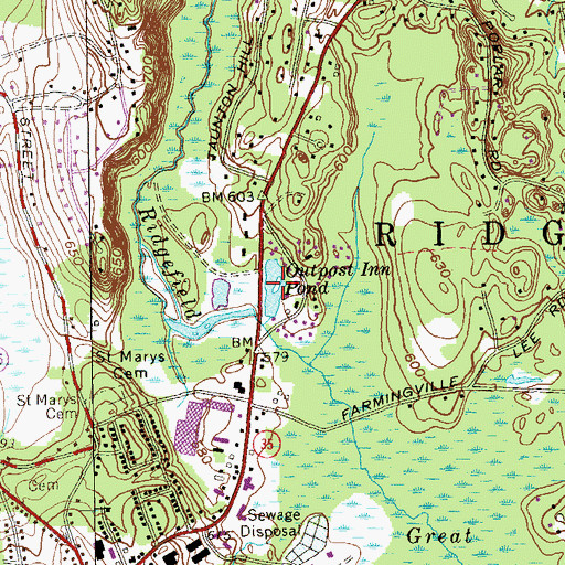 Topographic Map of Outpost Inn Pond, CT