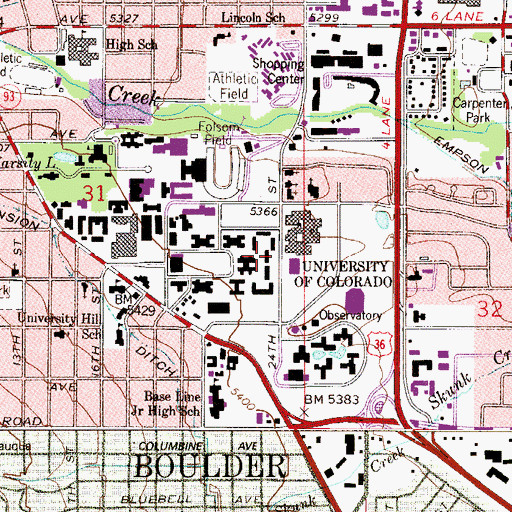 Topographic Map of Crosman Hall, CO