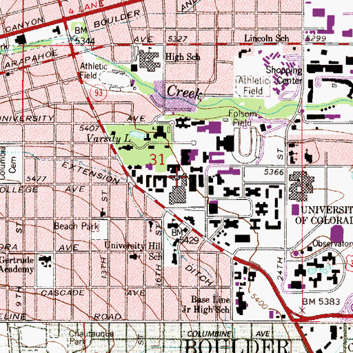 Topographic Map of Cristol Chemistry and Biochemistry Building, CO