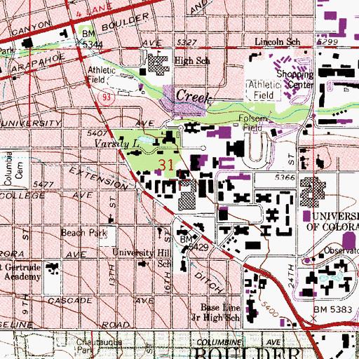Topographic Map of Cooperative Institute for Research in Environmental Sciences Building, CO
