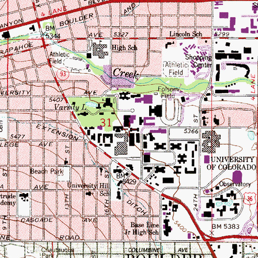 Topographic Map of Ketchum Arts and Sciences Building, CO