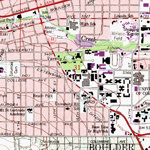 Topographic Map of Hellems Arts and Sciences Building, CO