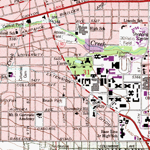 Topographic Map of Guggenheim Geography Building, CO