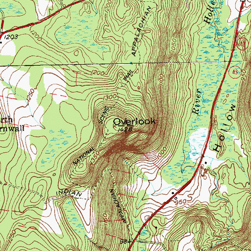 Topographic Map of Overlook, CT