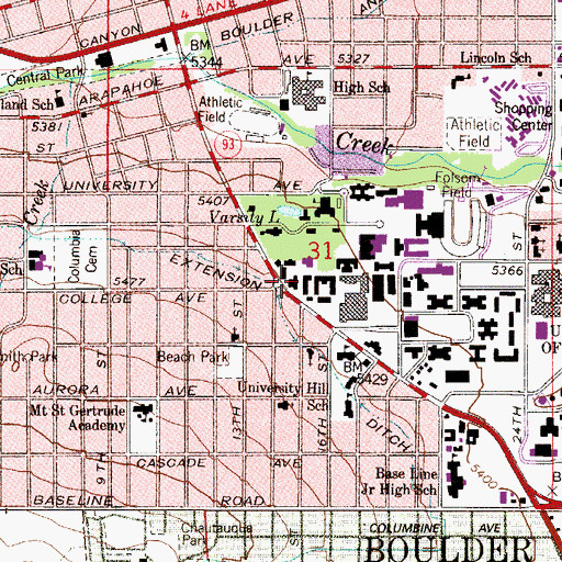 Topographic Map of Museum Collections - Bruce Curtis Building, CO