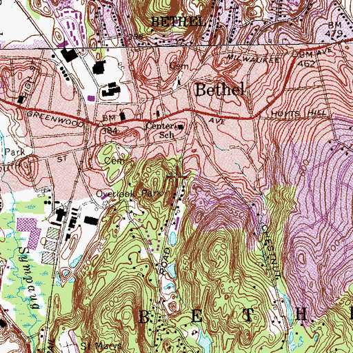 Topographic Map of Overlook Park, CT