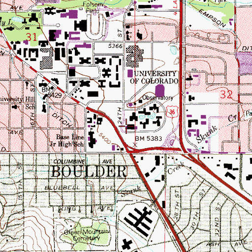 Topographic Map of Fleming Law Building, CO