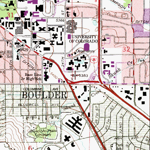 Topographic Map of Wolf Law Building, CO