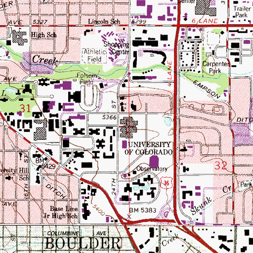 Topographic Map of Engineering Center, CO