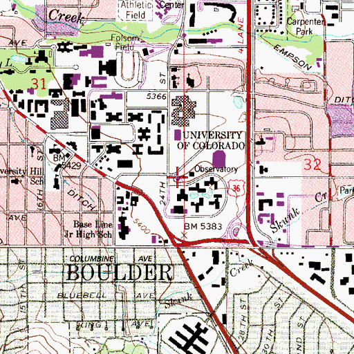 Topographic Map of Sommers-Bausch Observatory, CO