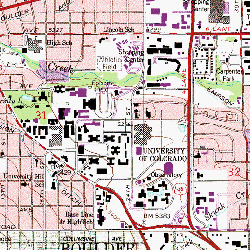 Topographic Map of Mathematics Building, CO