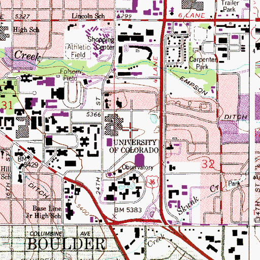 Topographic Map of University of Colorado Police Department, CO