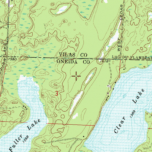 Topographic Map of Patterson Hemlocks State Natural Area, WI