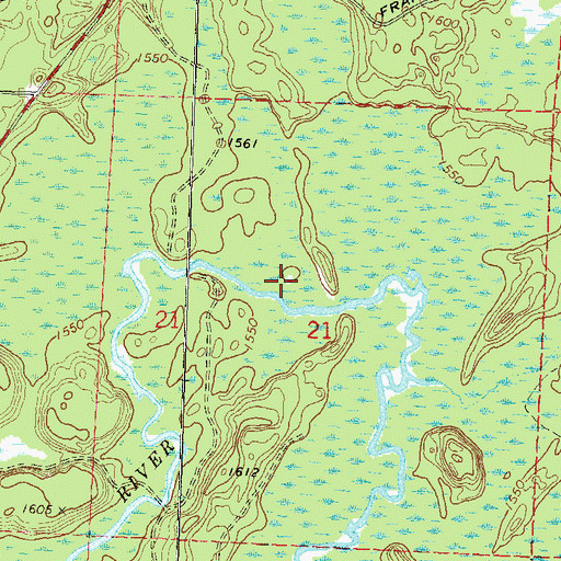 Topographic Map of Squirrel River Pines State Natural Area, WI