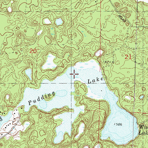 Topographic Map of Wind Pudding Lake State Natural Area, WI