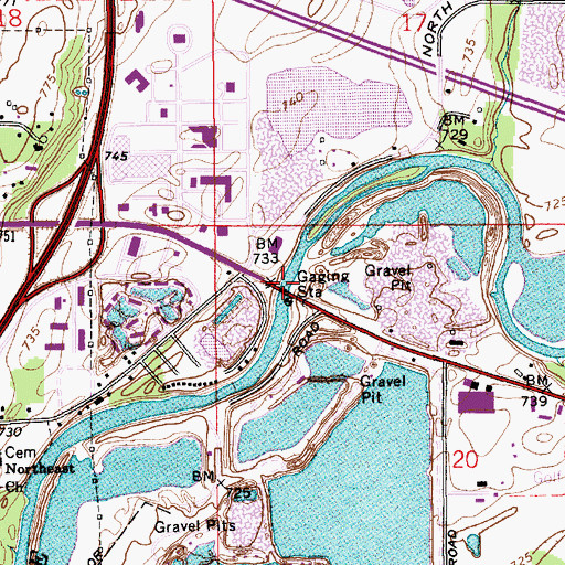 Topographic Map of Marion County Bridge 0501F, IN