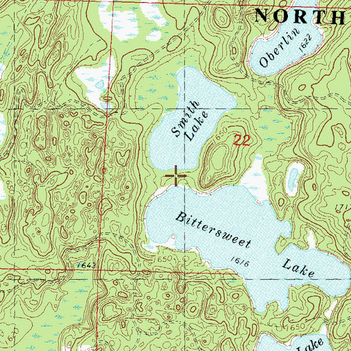 Topographic Map of Bittersweet Lakes State Natural Area, WI