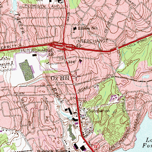 Topographic Map of Ox Hill, CT