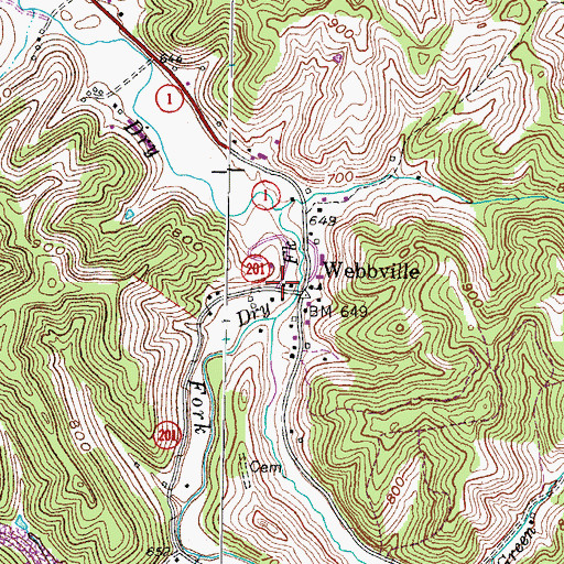 Topographic Map of Needmore Railroad Station (historical), KY