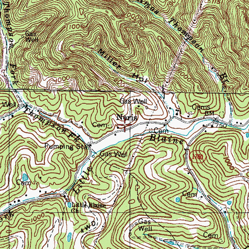 Topographic Map of Noris Post Office (historical), KY