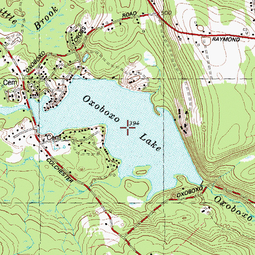 Topographic Map of Oxoboxo Lake, CT