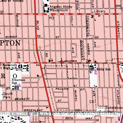 Topographic Map of New Brighter Day Baptist Church, CA