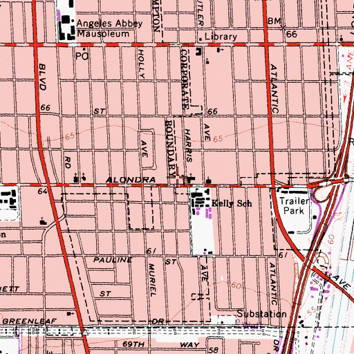 Topographic Map of Church of Christ, CA
