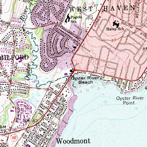 Topographic Map of Oyster River, CT