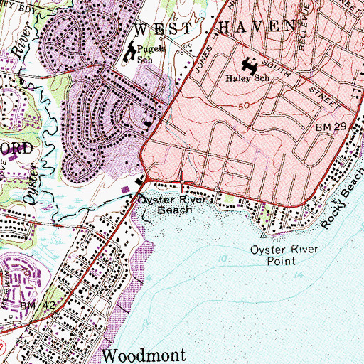 Topographic Map of Oyster River Beach, CT