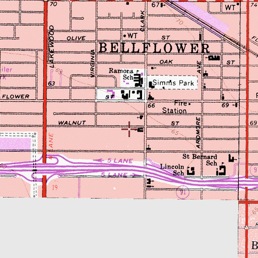 Topographic Map of First Christian Church, CA